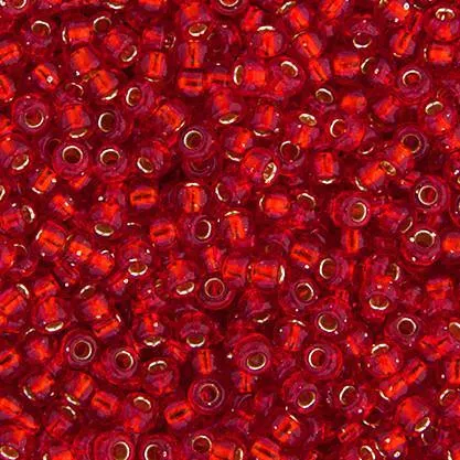 11-10, Miyuki 22g Silver Lined Flame Red