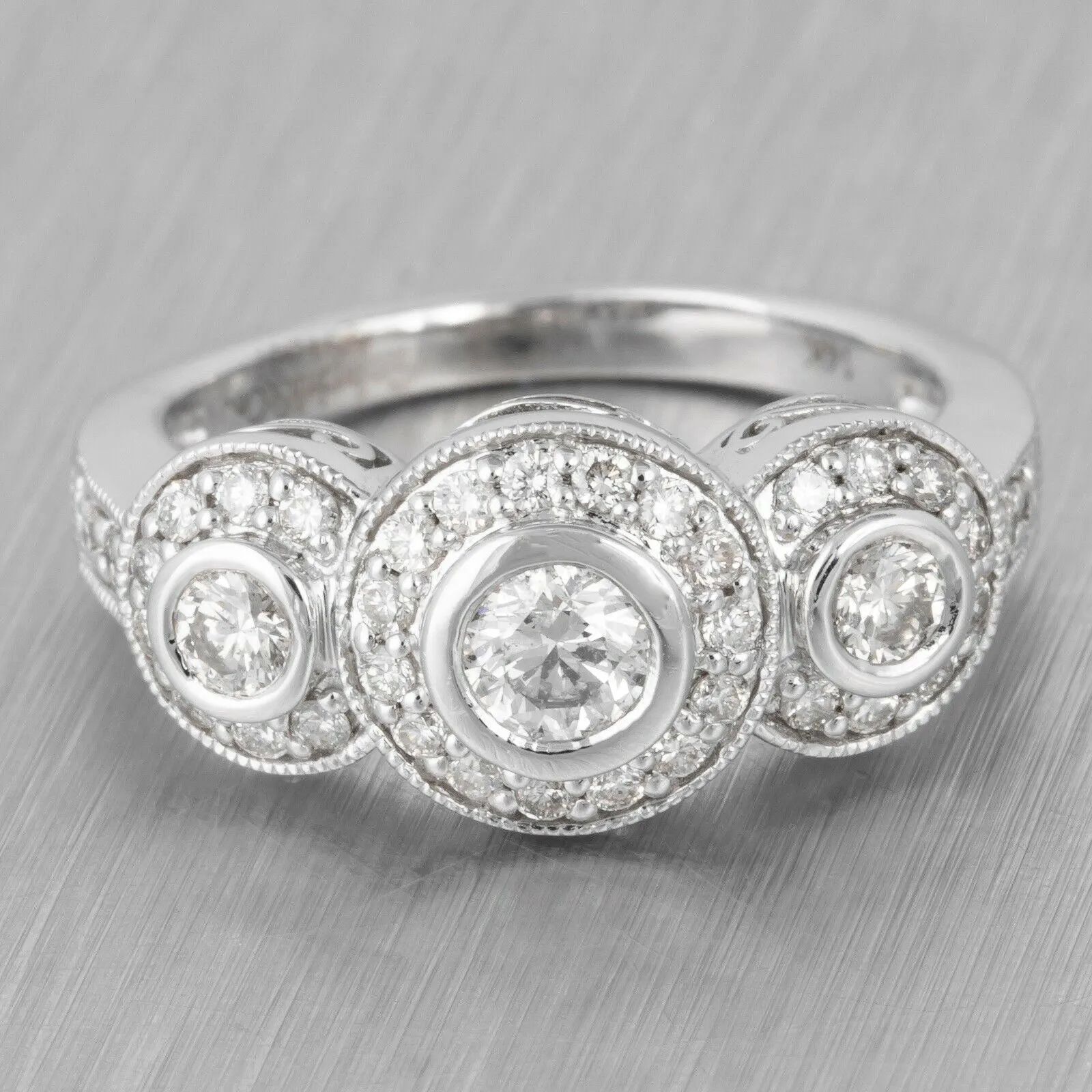 14k White Gold Diamond Halo Band Ring 0.75ctw Size 4.25 by Gabriel & Co.