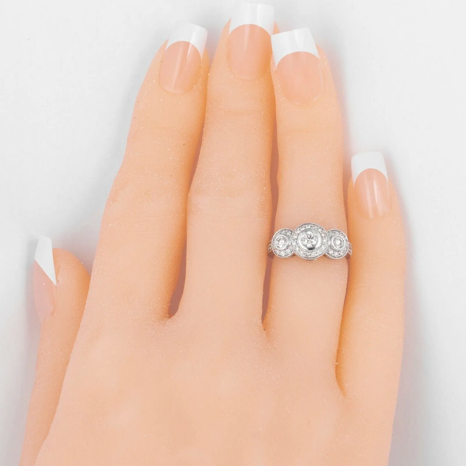 14k White Gold Diamond Halo Band Ring 0.75ctw Size 4.25 by Gabriel & Co.