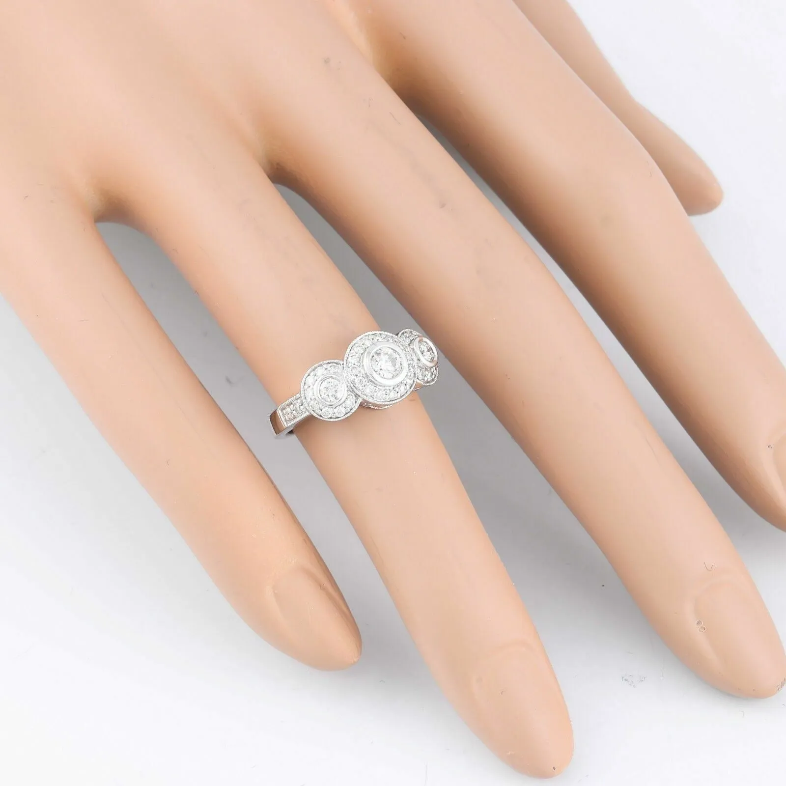 14k White Gold Diamond Halo Band Ring 0.75ctw Size 4.25 by Gabriel & Co.