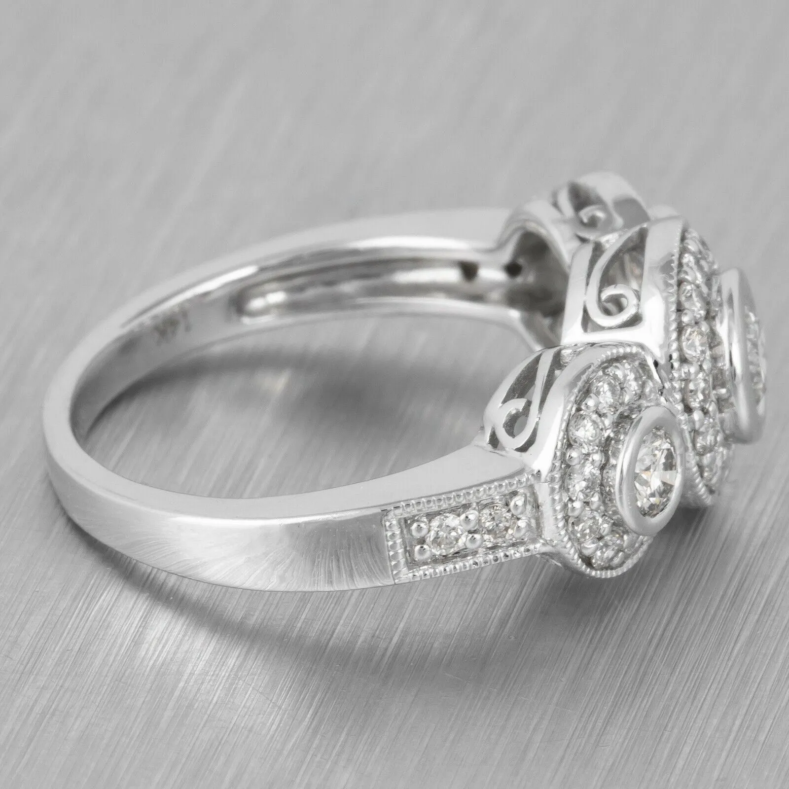 14k White Gold Diamond Halo Band Ring 0.75ctw Size 4.25 by Gabriel & Co.