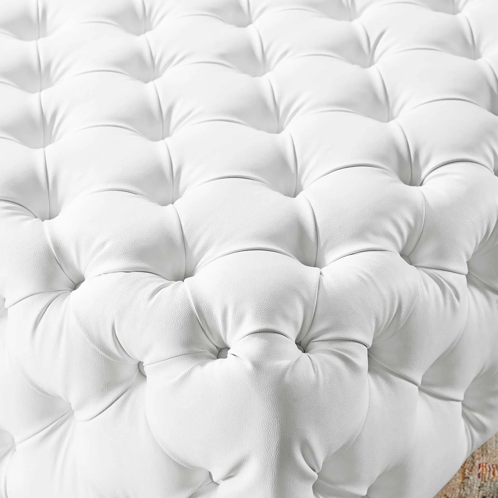 Amour Tufted Button Large Square Faux Leather Ottoman by Modway