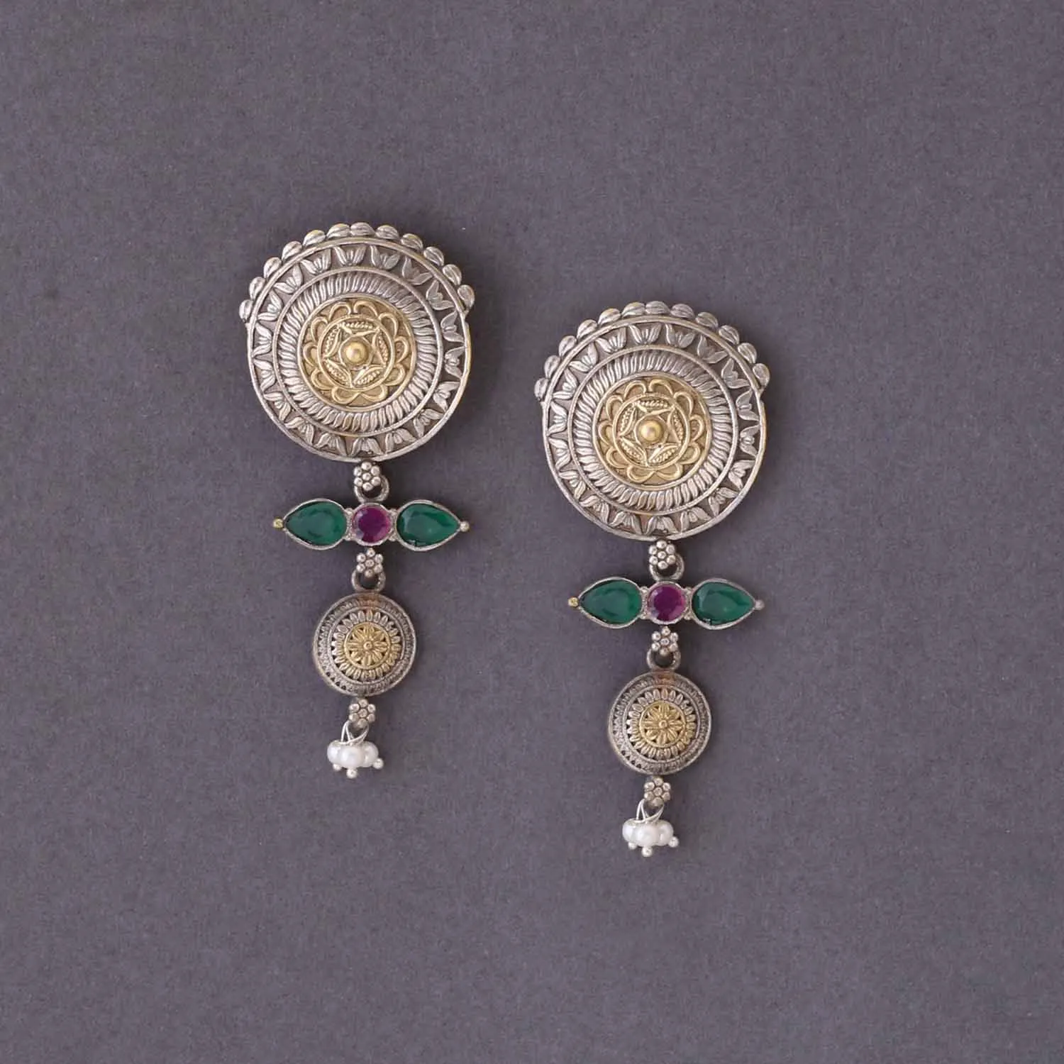 Antique Aveeni Oxidised Danglers