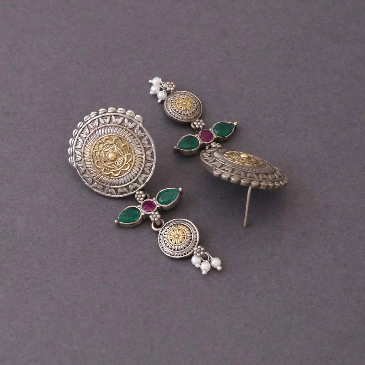 Antique Aveeni Oxidised Danglers