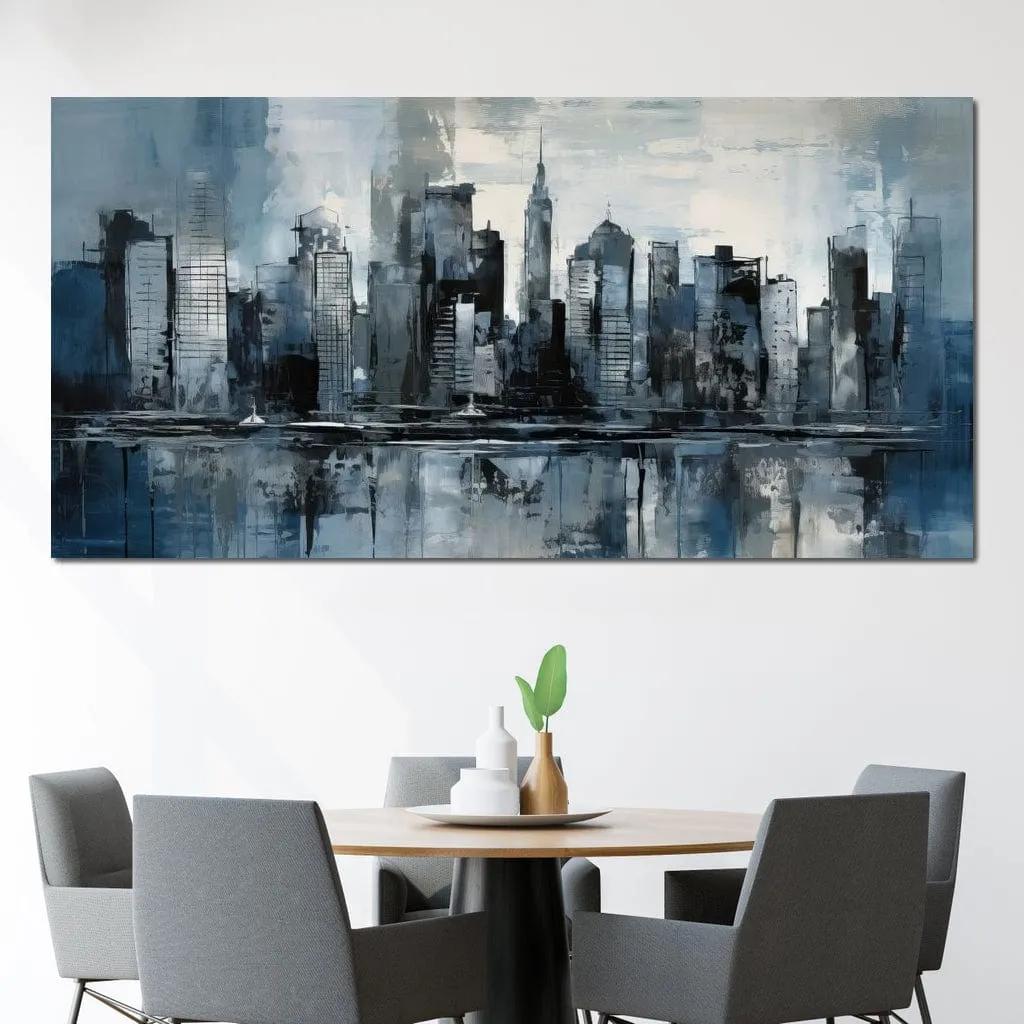 Blue Monochromatic Cityscape