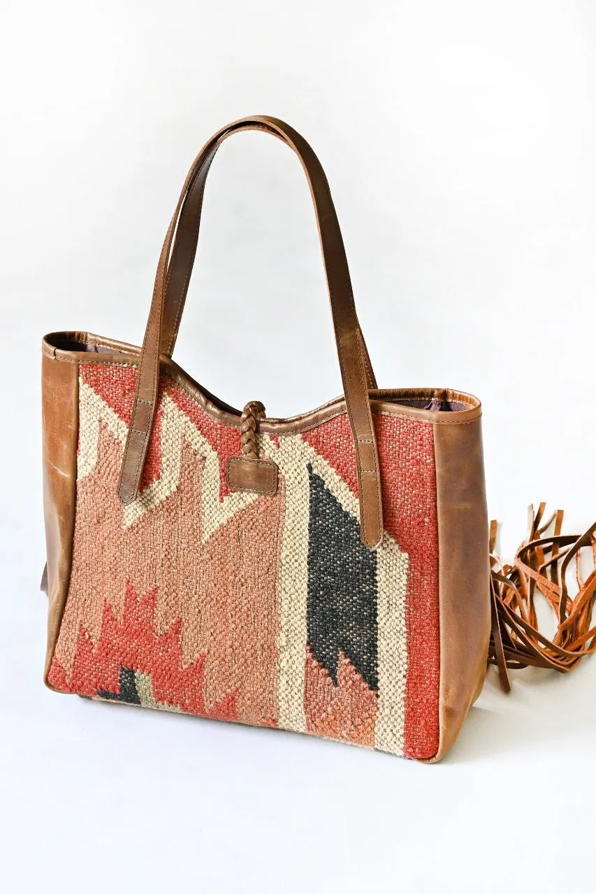 BOHEMIAN - KILIM and LEATHER  BAG