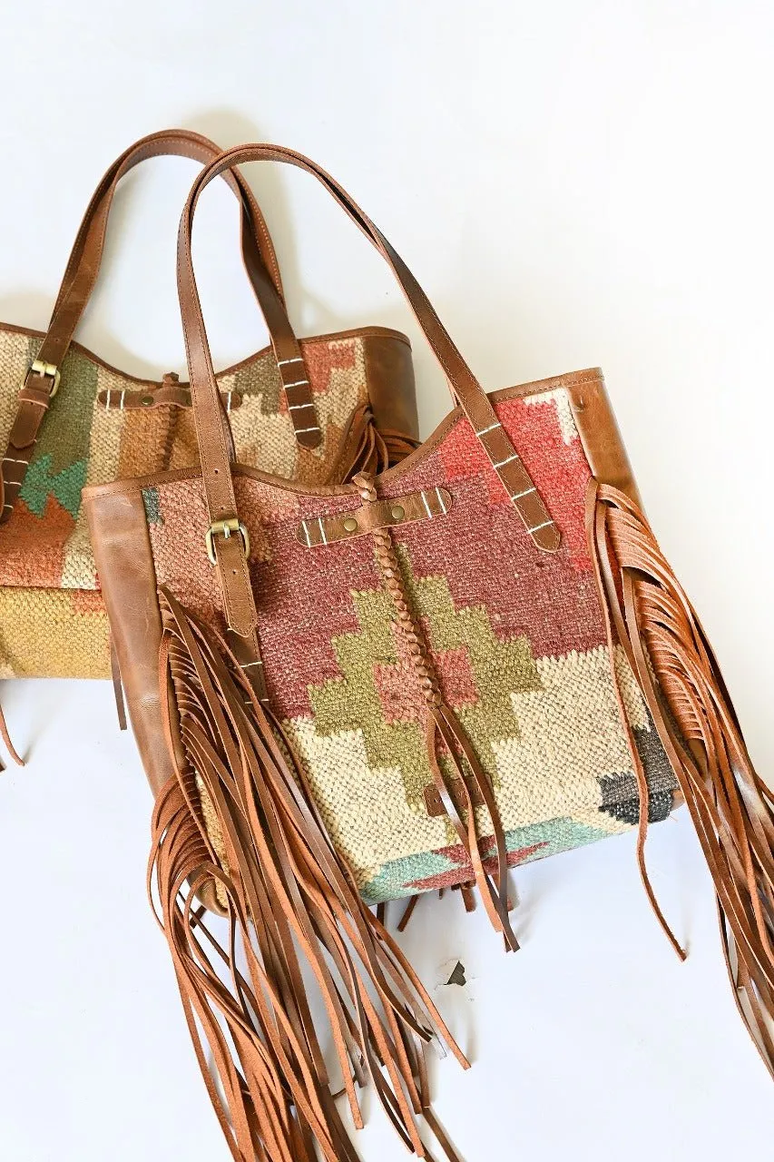 BOHEMIAN - KILIM and LEATHER  BAG