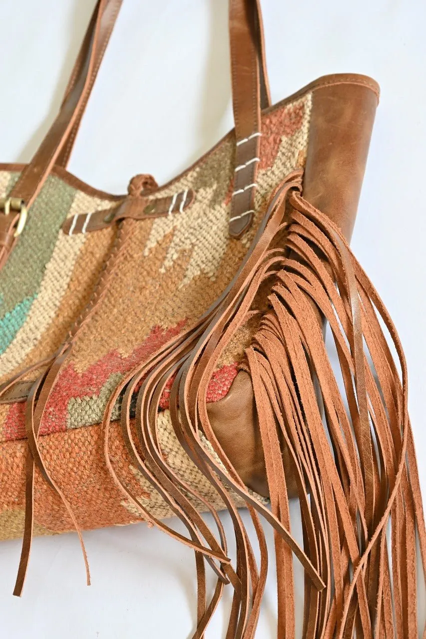 BOHEMIAN - KILIM and LEATHER  BAG