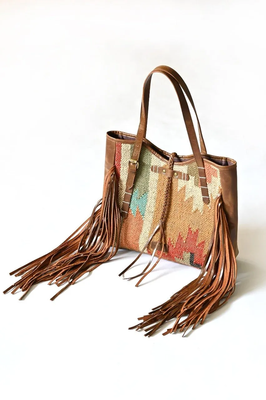 BOHEMIAN - KILIM and LEATHER  BAG