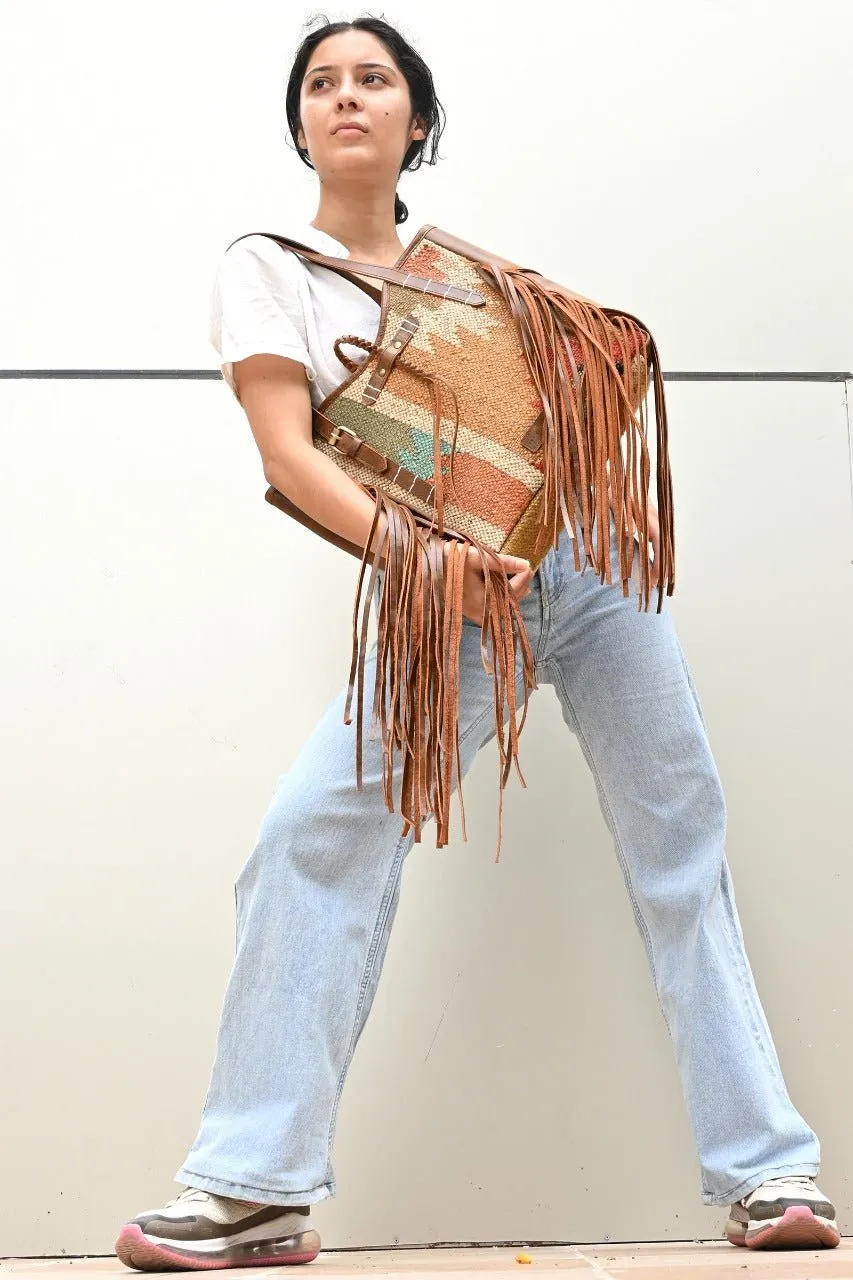 BOHEMIAN - KILIM and LEATHER  BAG