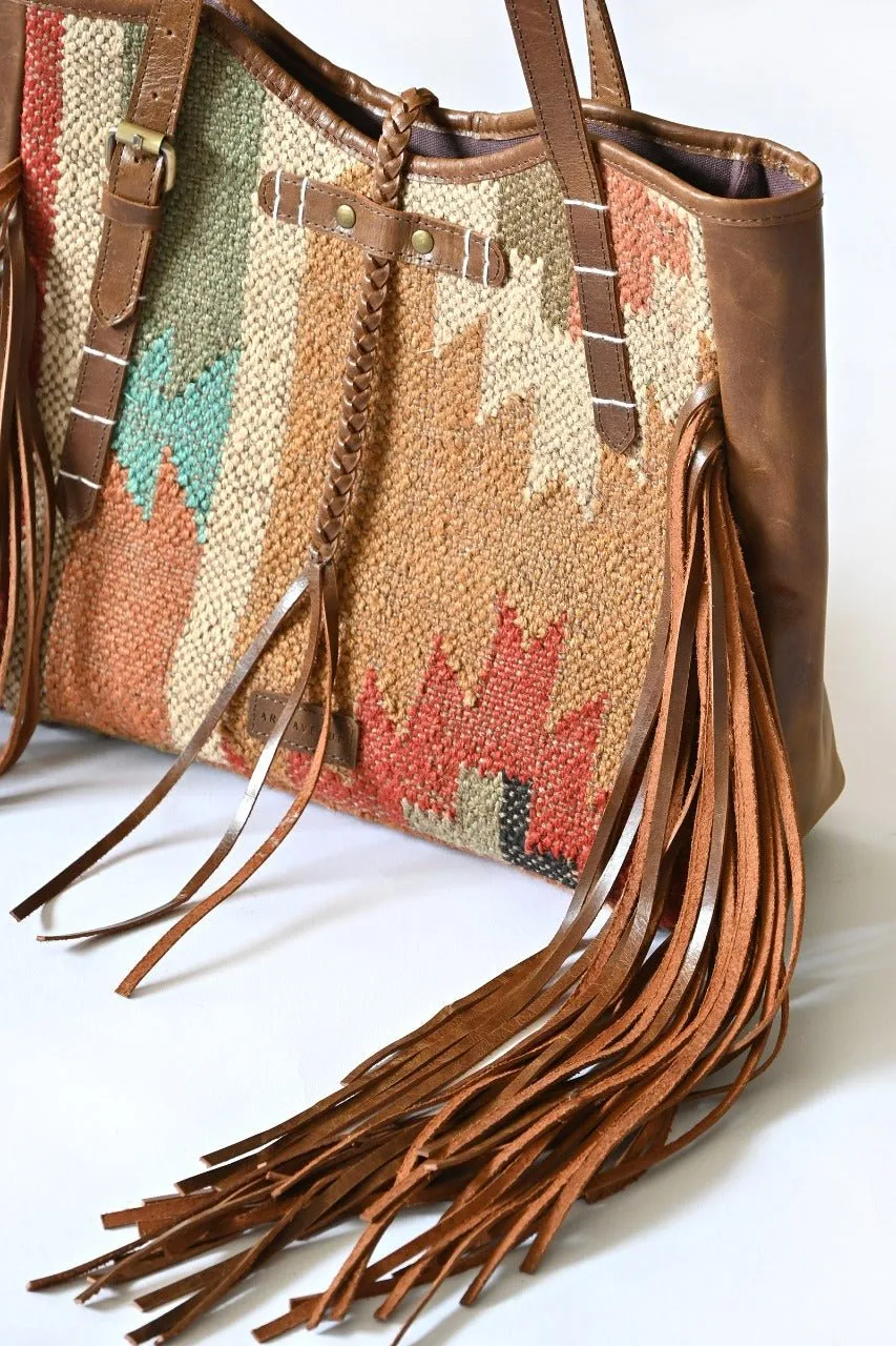BOHEMIAN - KILIM and LEATHER  BAG