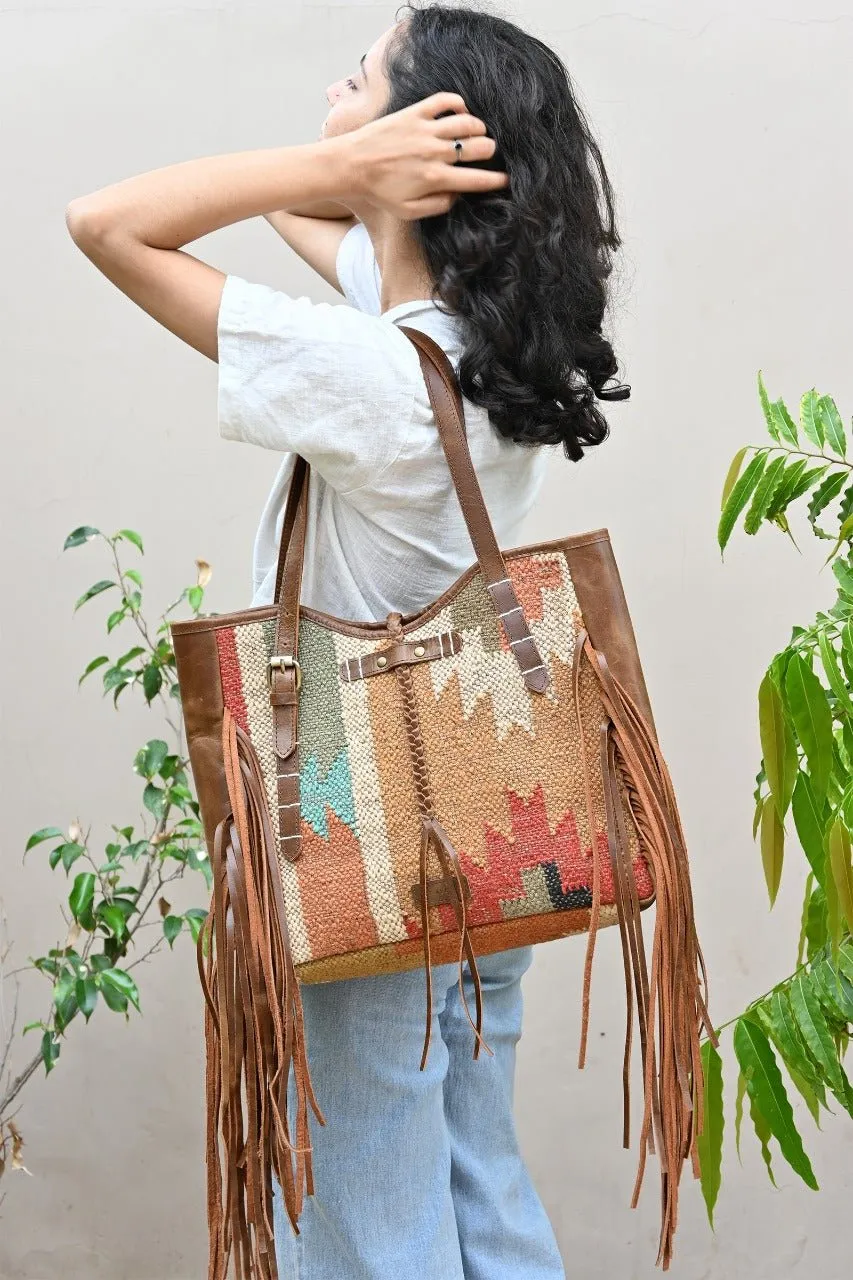 BOHEMIAN - KILIM and LEATHER  BAG