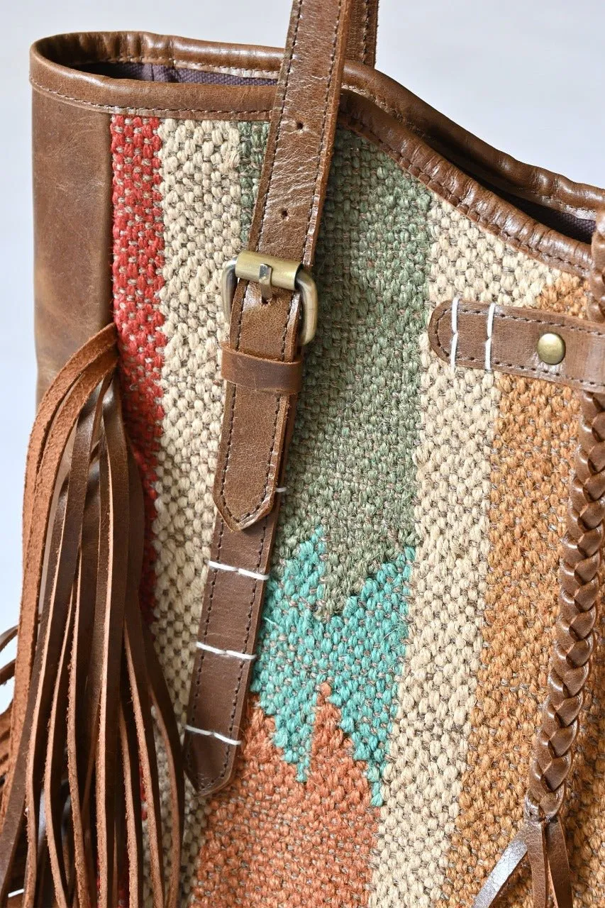 BOHEMIAN - KILIM and LEATHER  BAG