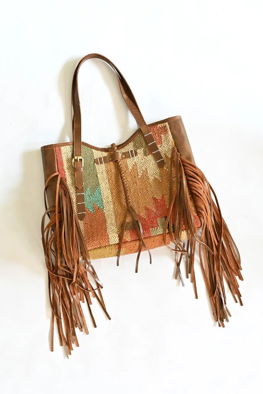 BOHEMIAN - KILIM and LEATHER  BAG