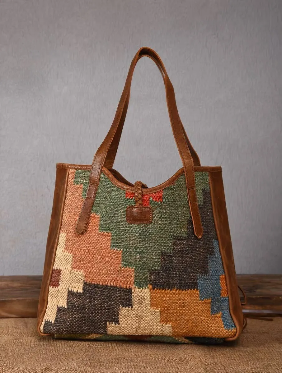 BOHEMIAN - KILIM and LEATHER  BAG