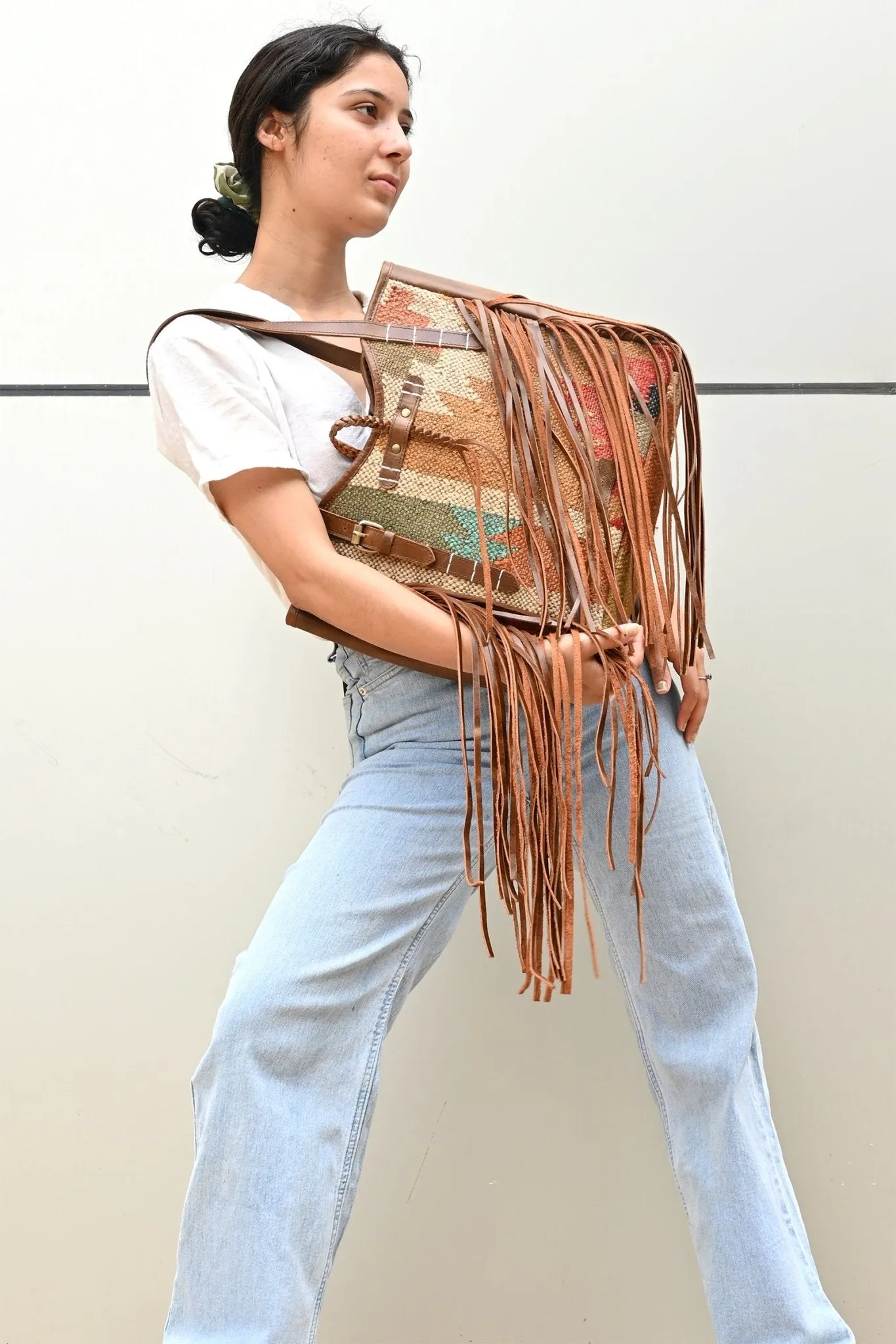BOHEMIAN - KILIM and LEATHER  BAG