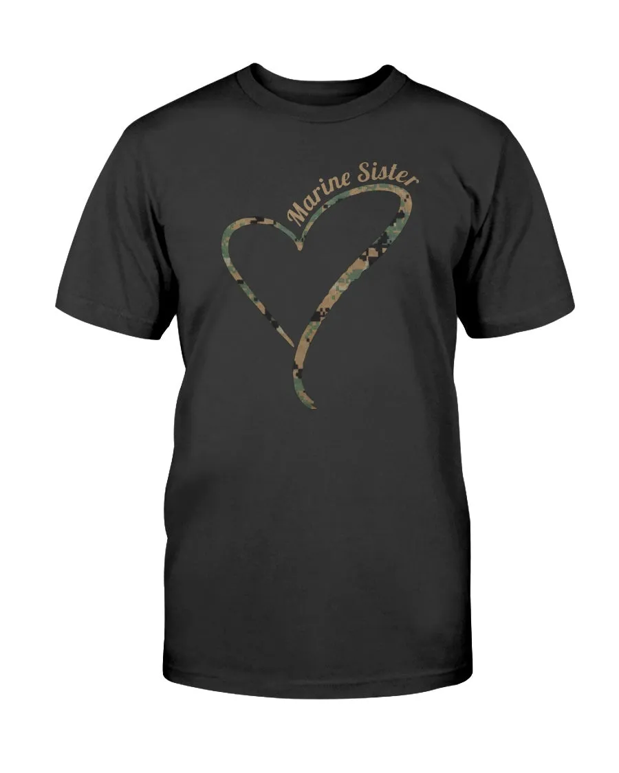 Camo Heart Marine Sister T-shirts
