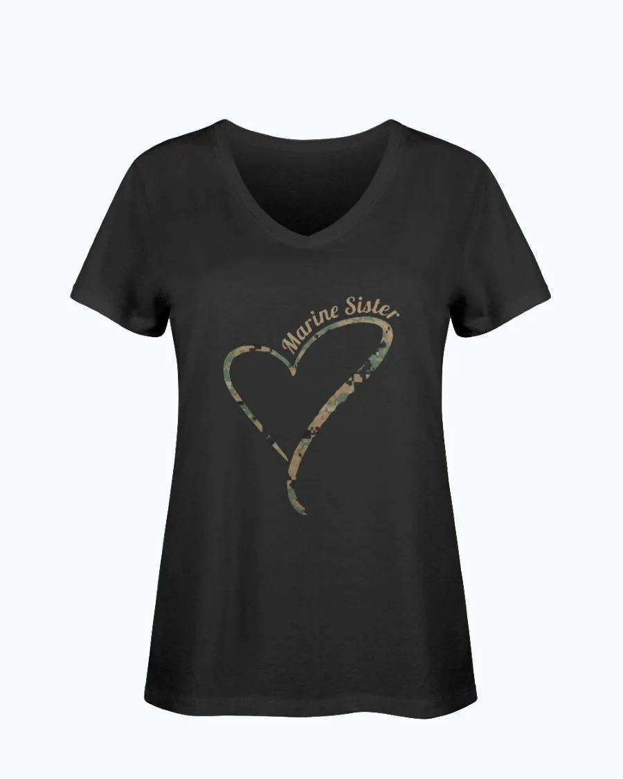 Camo Heart Marine Sister T-shirts