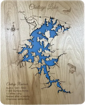 Chatuge Lake, NC & GA - Laser Engraved Wood Map Overflow Sale Special