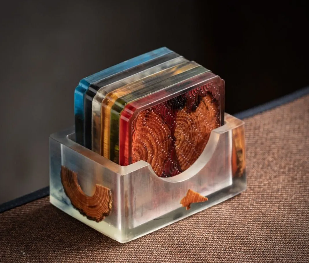 Creative pine resin tea mat set