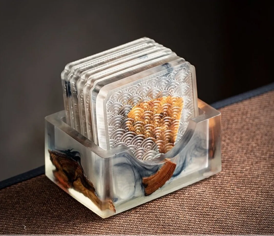 Creative pine resin tea mat set