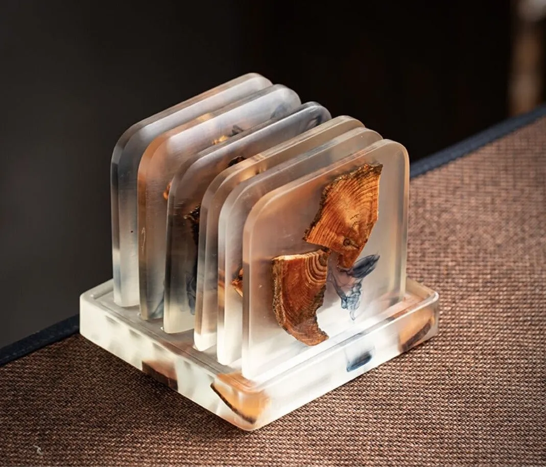 Creative pine resin tea mat set