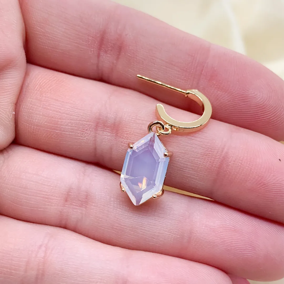 Crystal Opal Huggie Hoop Earrings