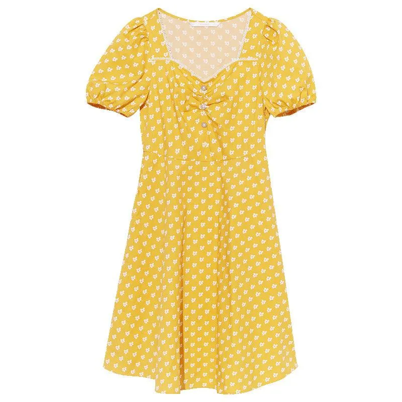 Floral Print Square Neck Dress