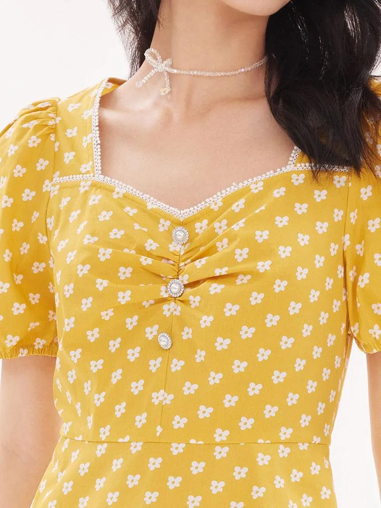 Floral Print Square Neck Dress