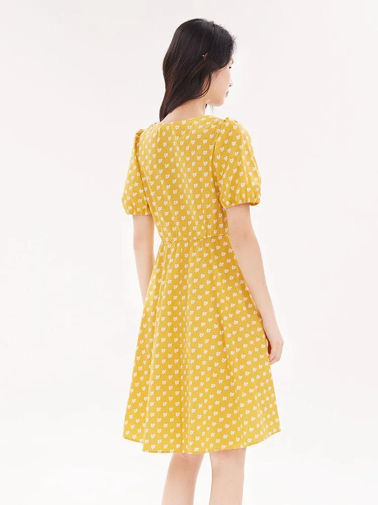 Floral Print Square Neck Dress