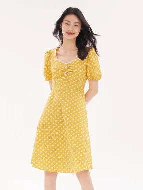 Floral Print Square Neck Dress