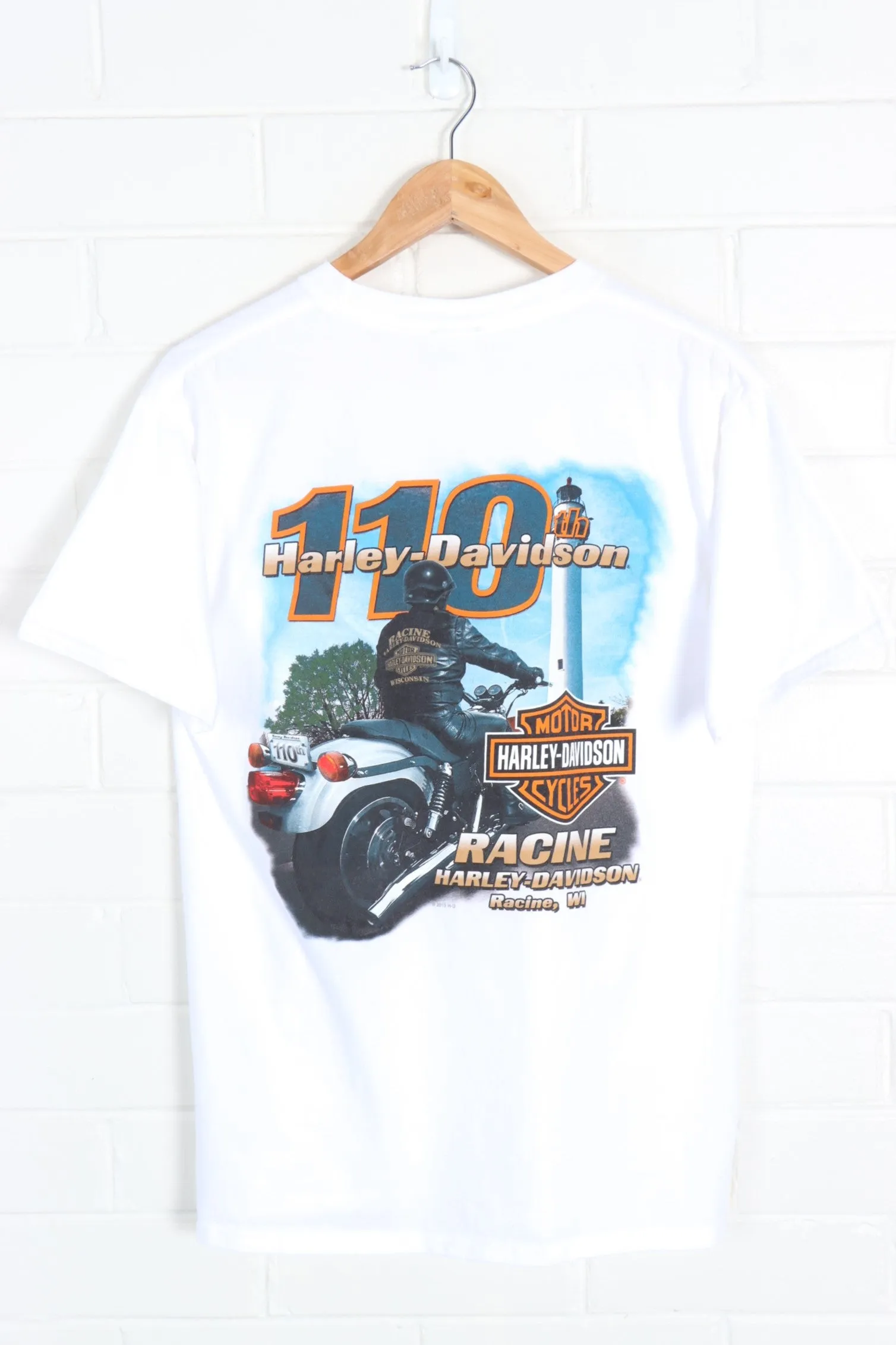 HARLEY DAVIDSON 110 Years Lighthouse Wisconsin Print Tee (M)