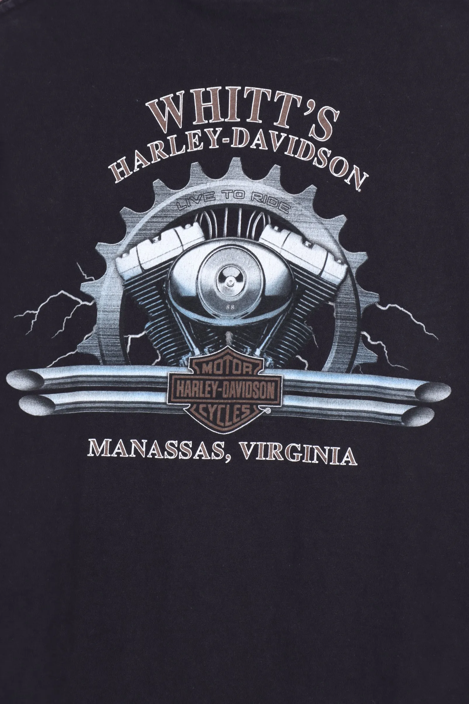HARLEY DAVIDSON 'Live to Ride' All Over Skull Print Tee (L)