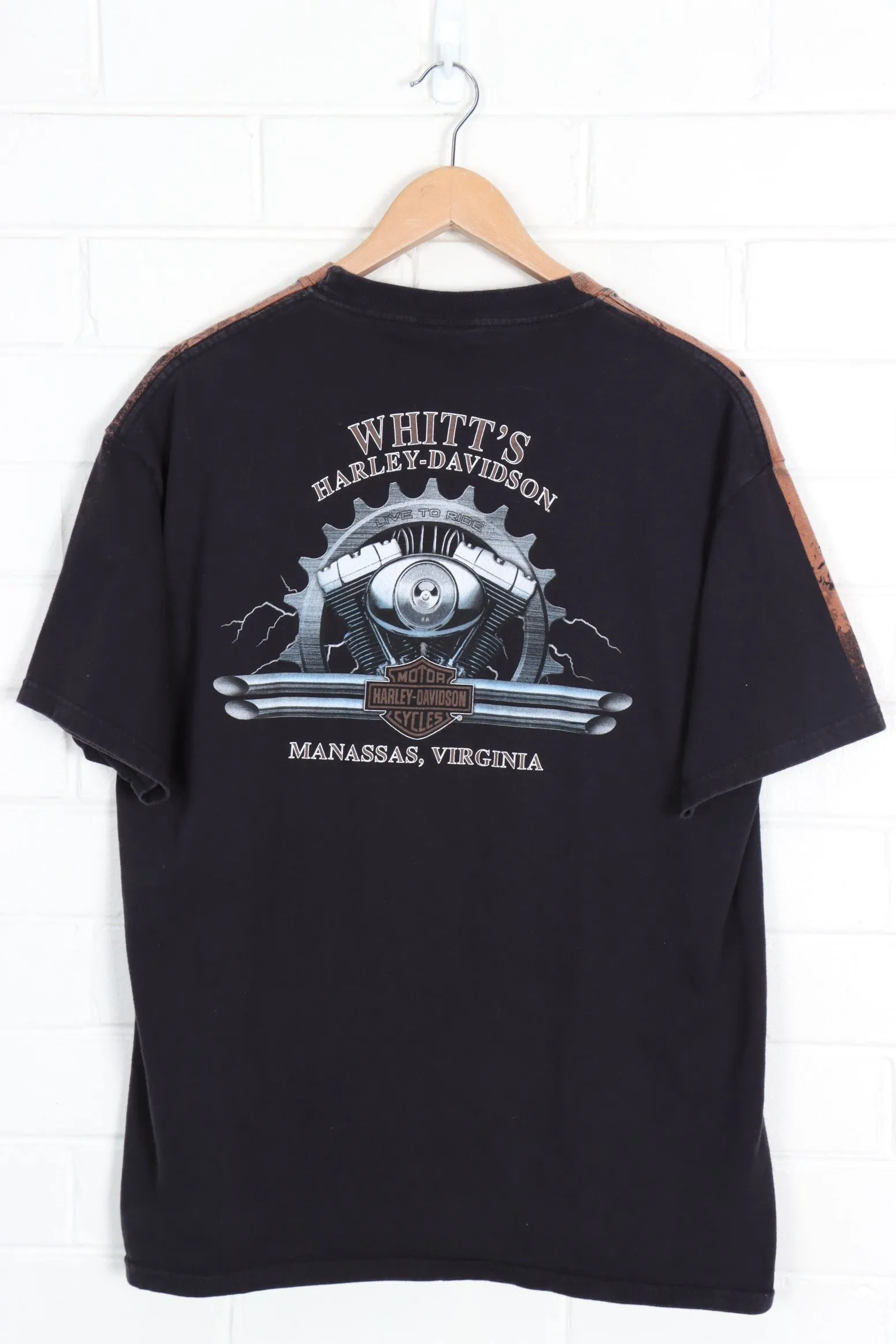 HARLEY DAVIDSON 'Live to Ride' All Over Skull Print Tee (L)