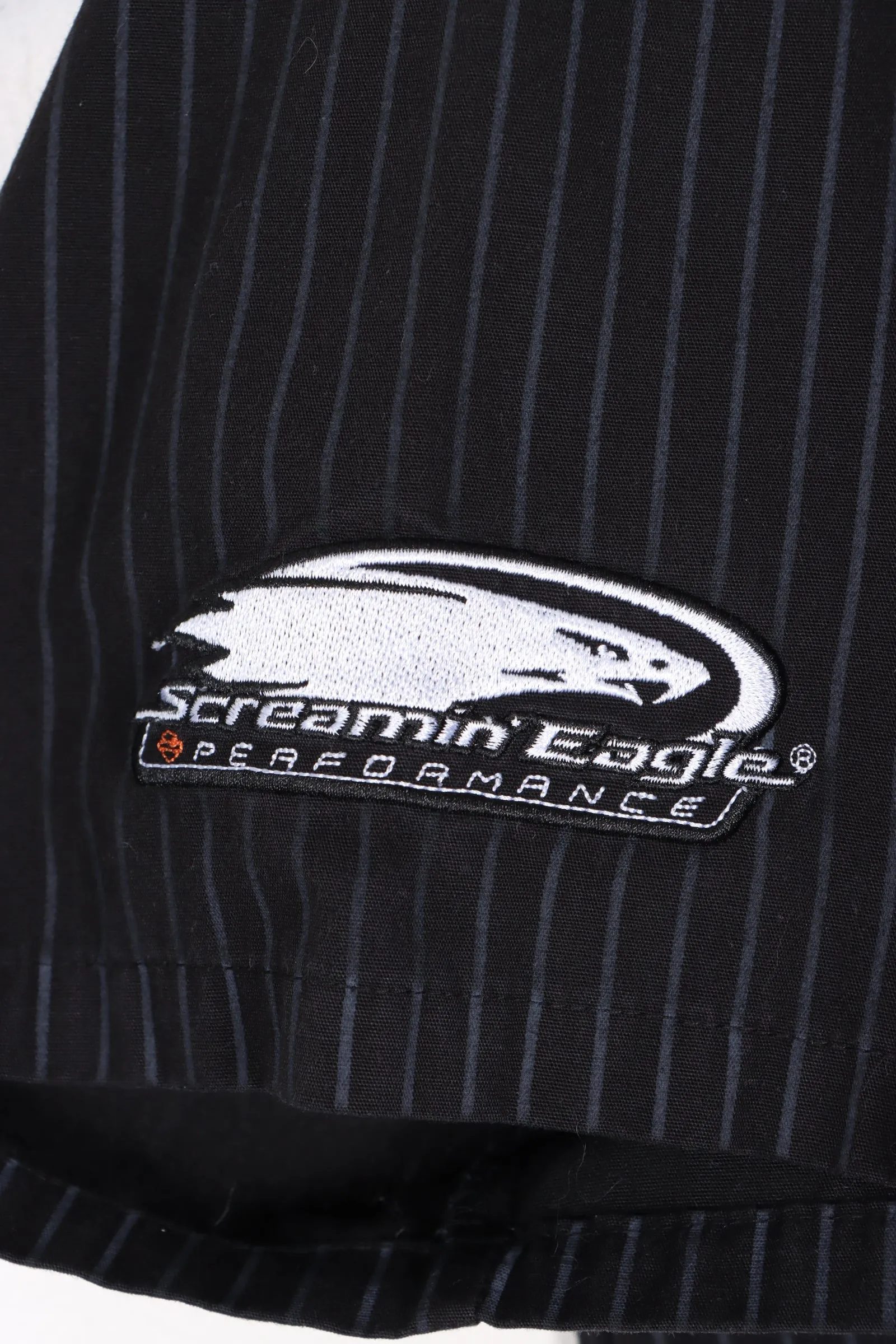 HARLEY DAVIDSON "Screamin Eagle" Pin Stripe Short Sleeve Shirt (L)