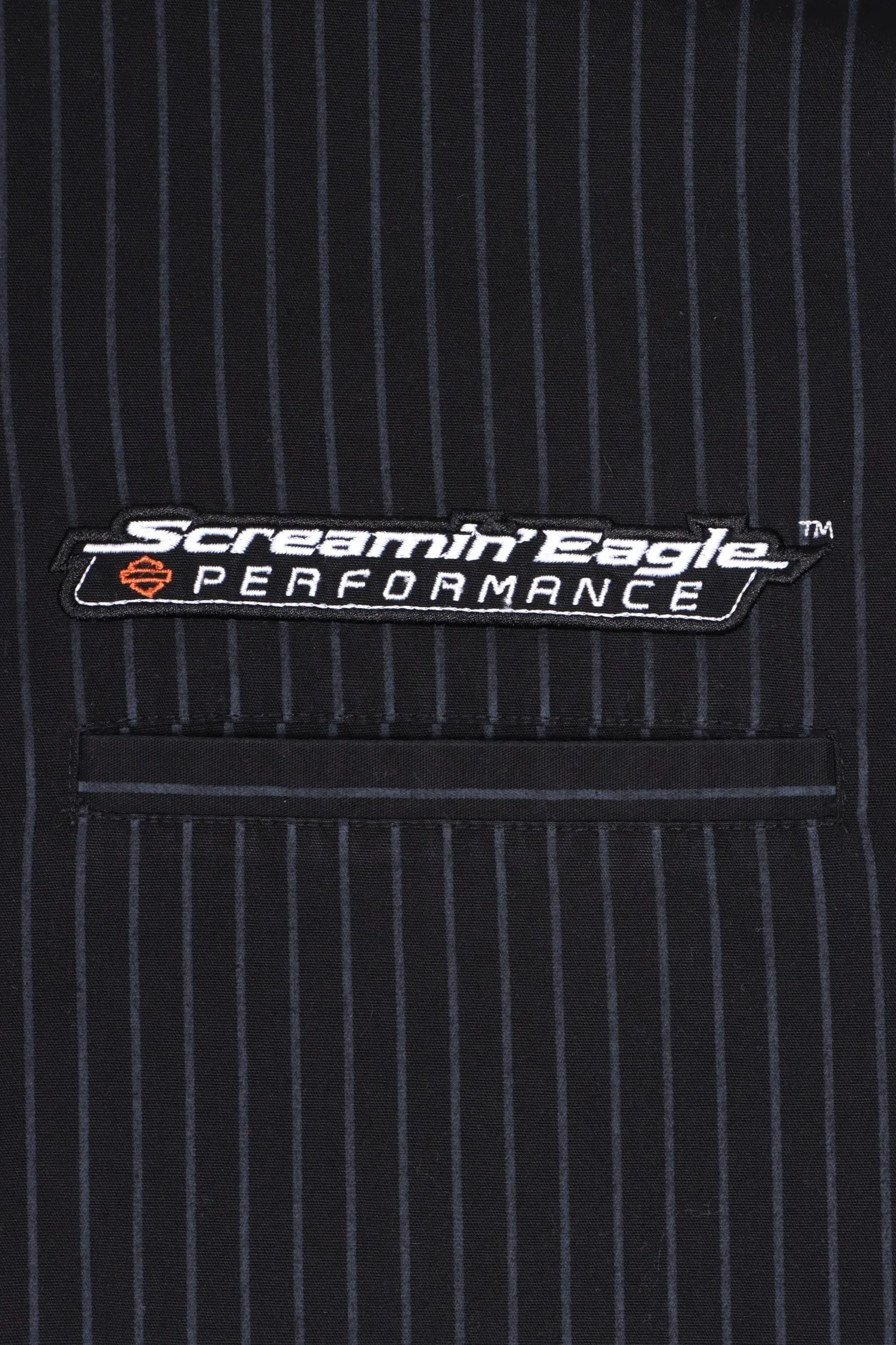 HARLEY DAVIDSON "Screamin Eagle" Pin Stripe Short Sleeve Shirt (L)