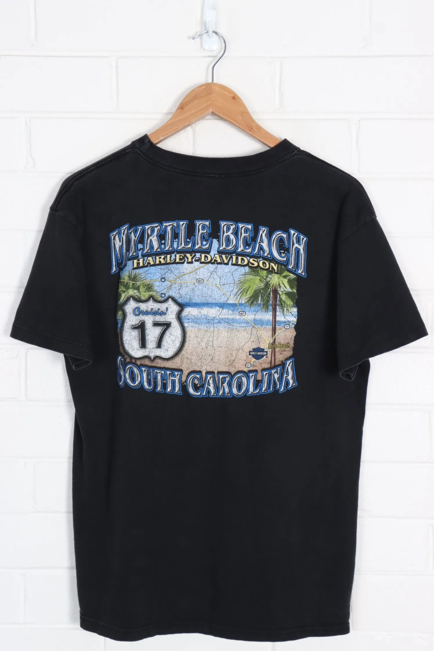 HARLEY DAVIDSON 'Riding Free To The Edge of The World' Lightning Tee (M)