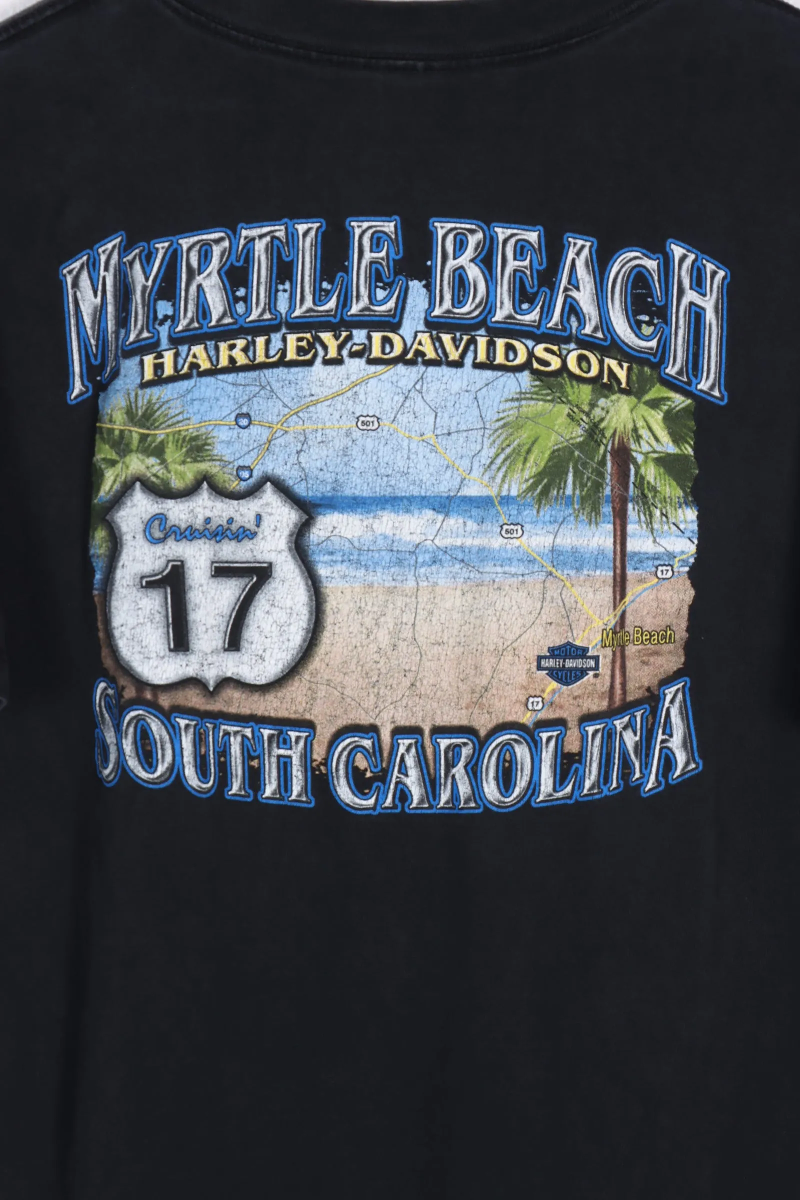 HARLEY DAVIDSON 'Riding Free To The Edge of The World' Lightning Tee (M)