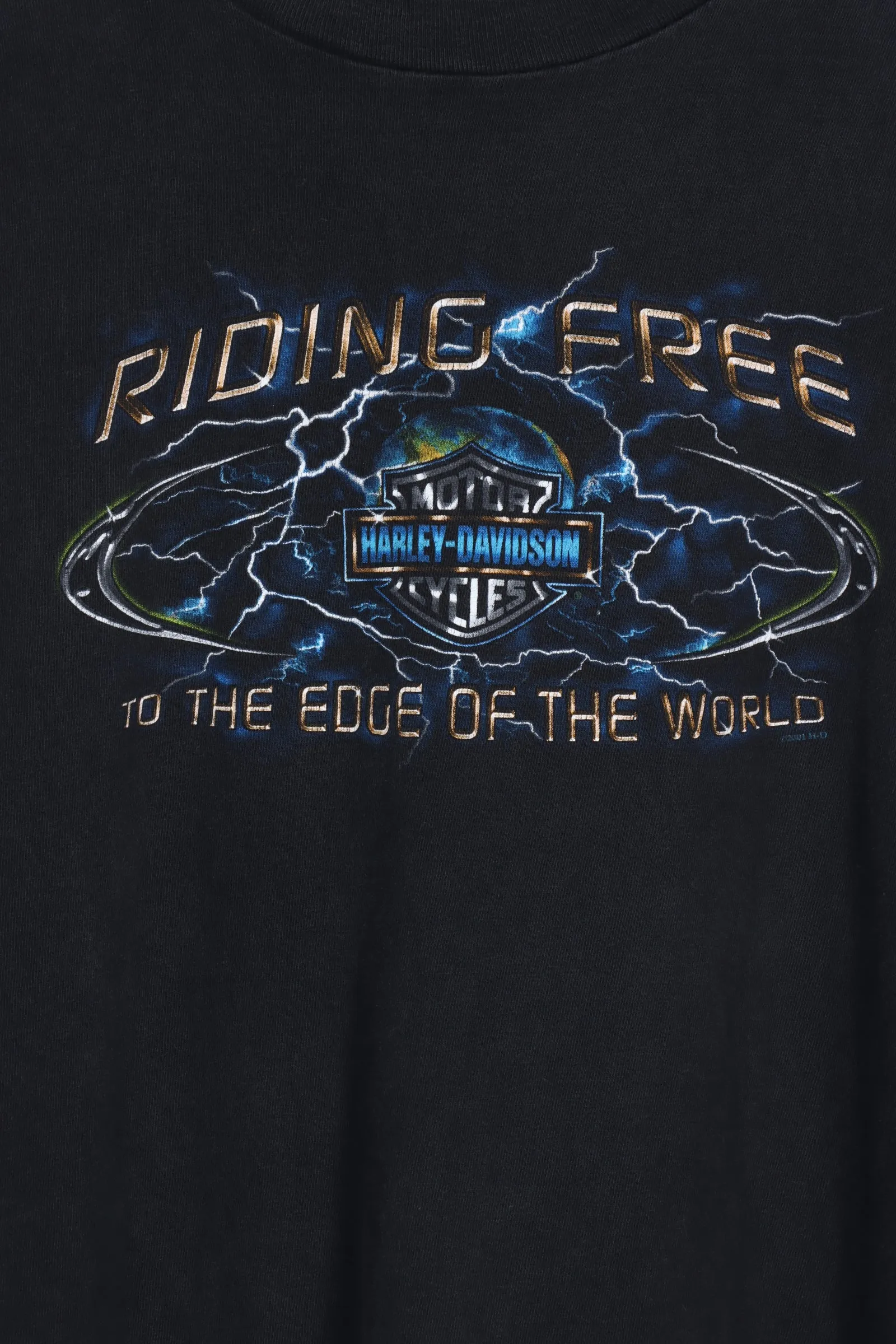 HARLEY DAVIDSON 'Riding Free To The Edge of The World' Lightning Tee (M)
