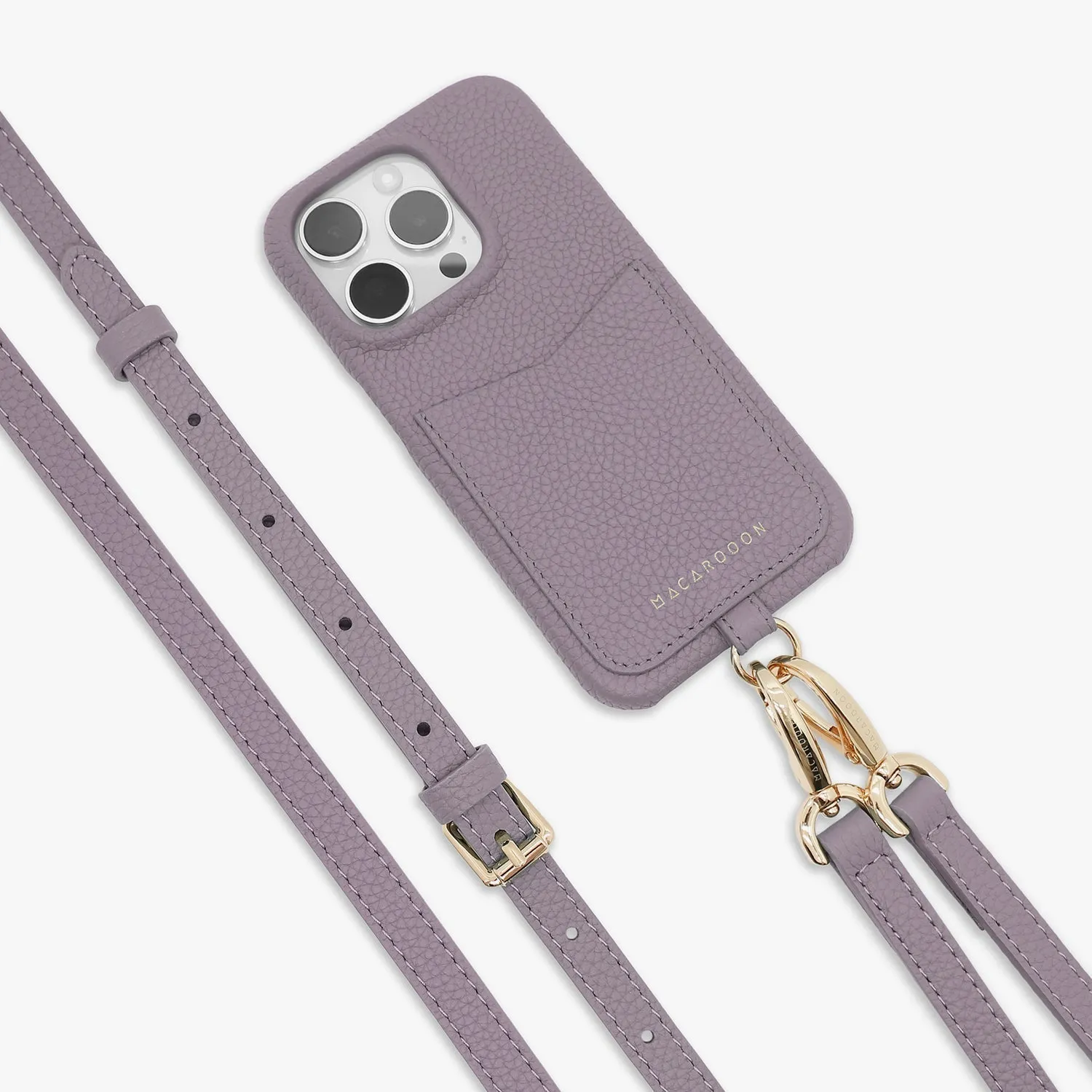 iPhone 12/12 Pro Leather Sling Card Case with Crossbody Leather Strap