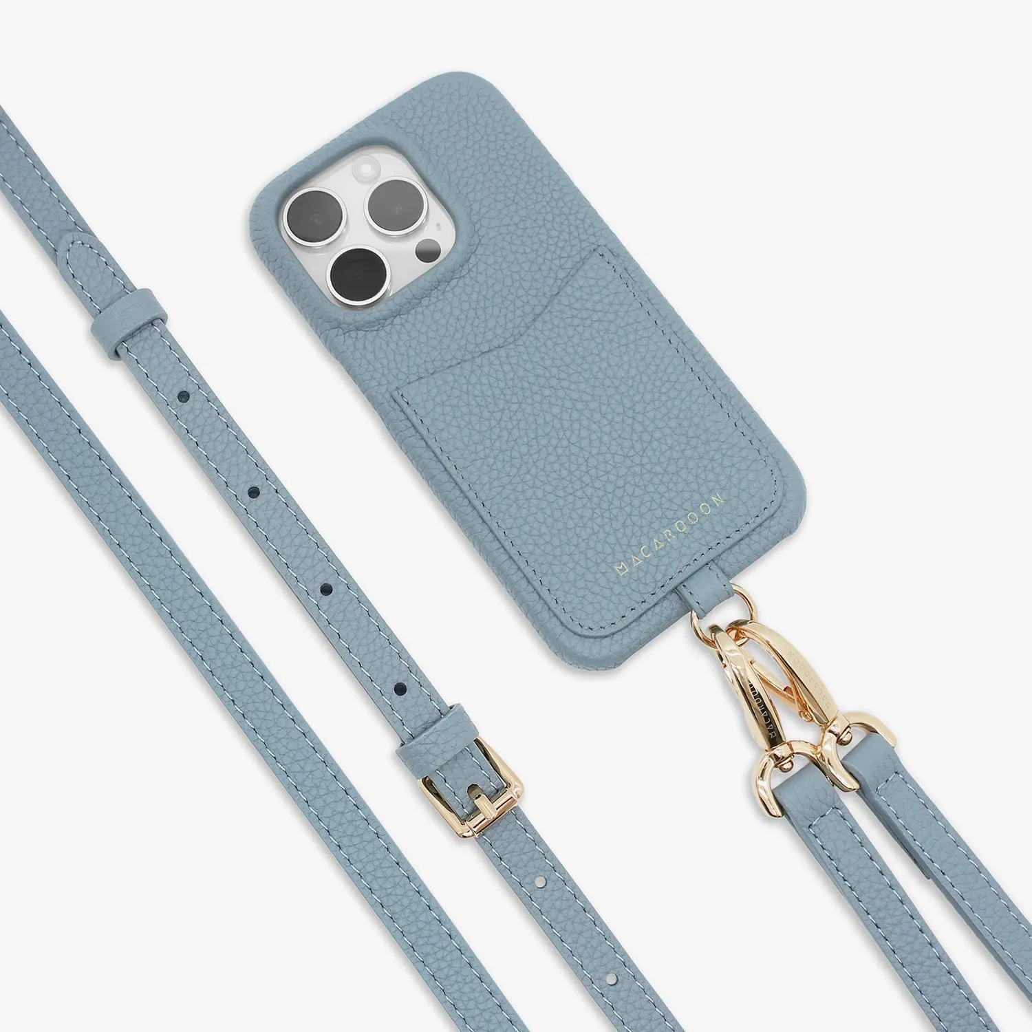 iPhone 12/12 Pro Leather Sling Card Case with Crossbody Leather Strap