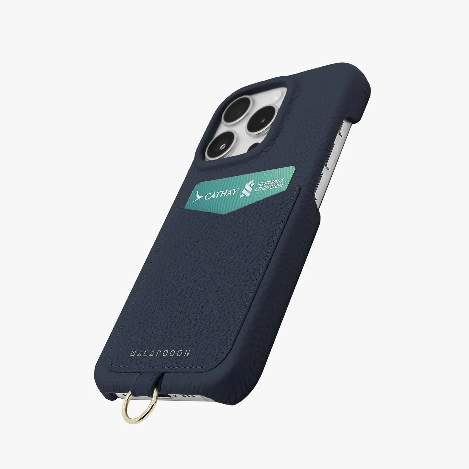 iPhone 12/12 Pro Leather Sling Card Case with Wrist Leather Strap