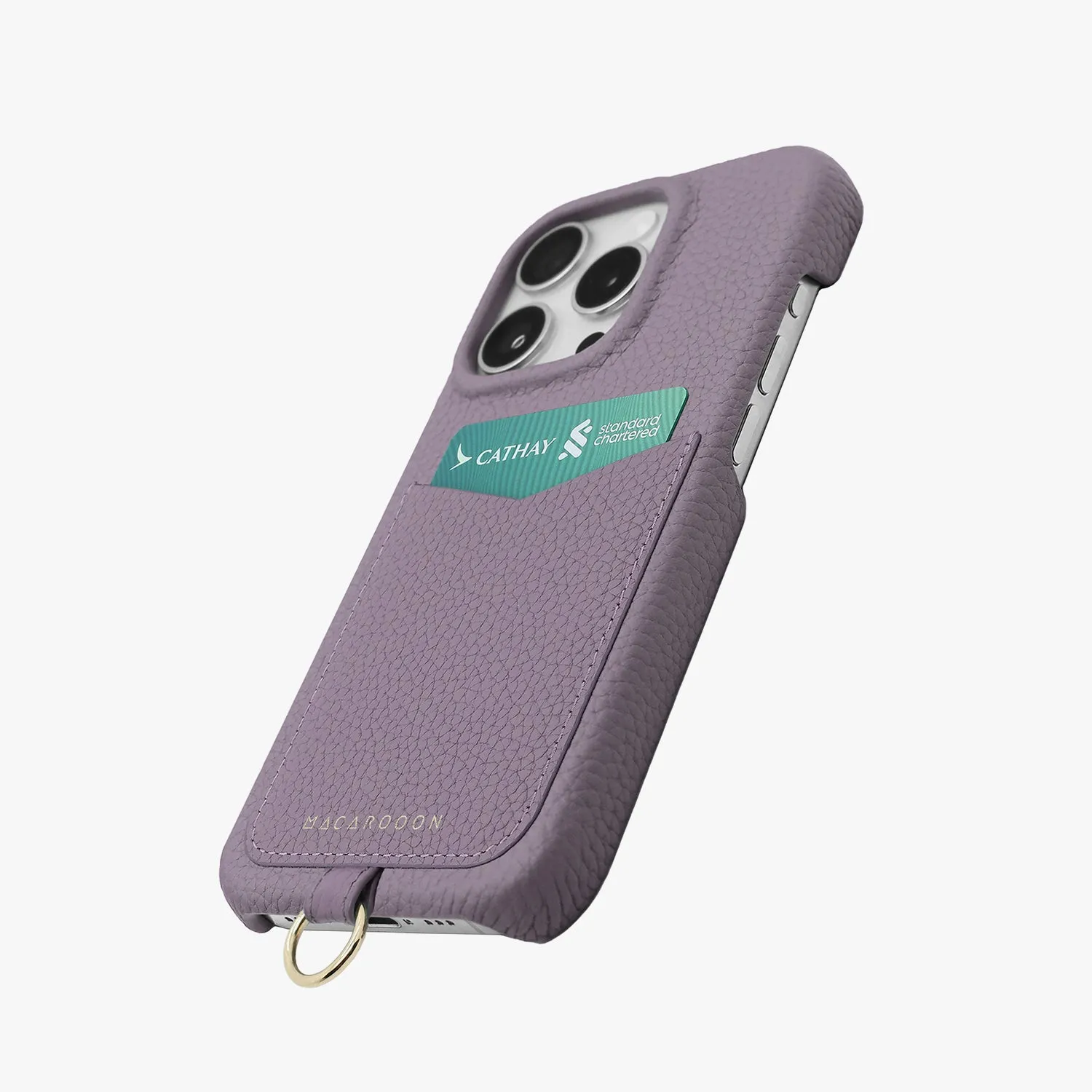 iPhone 12/12 Pro Leather Sling Card Case with Wrist Leather Strap