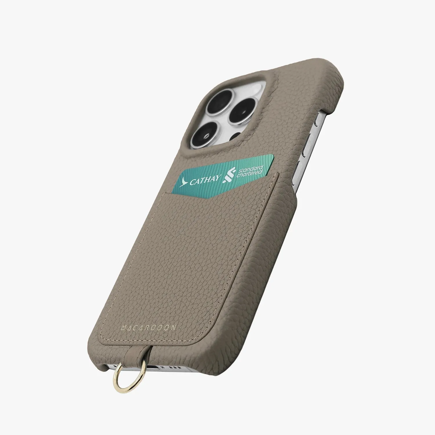 iPhone 12/12 Pro Leather Sling Card Case with Wrist Leather Strap
