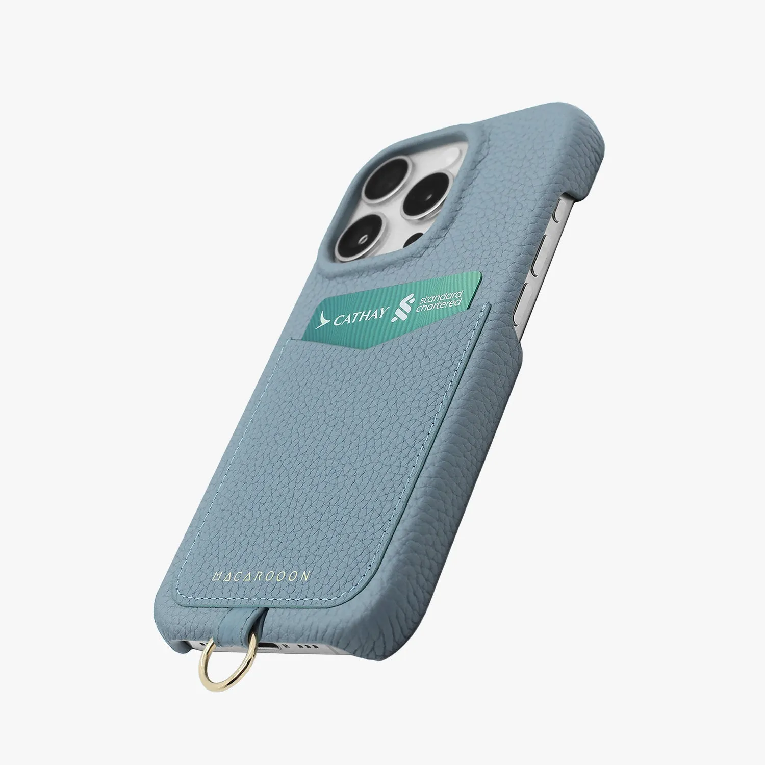 iPhone 12/12 Pro Leather Sling Card Case with Wrist Leather Strap