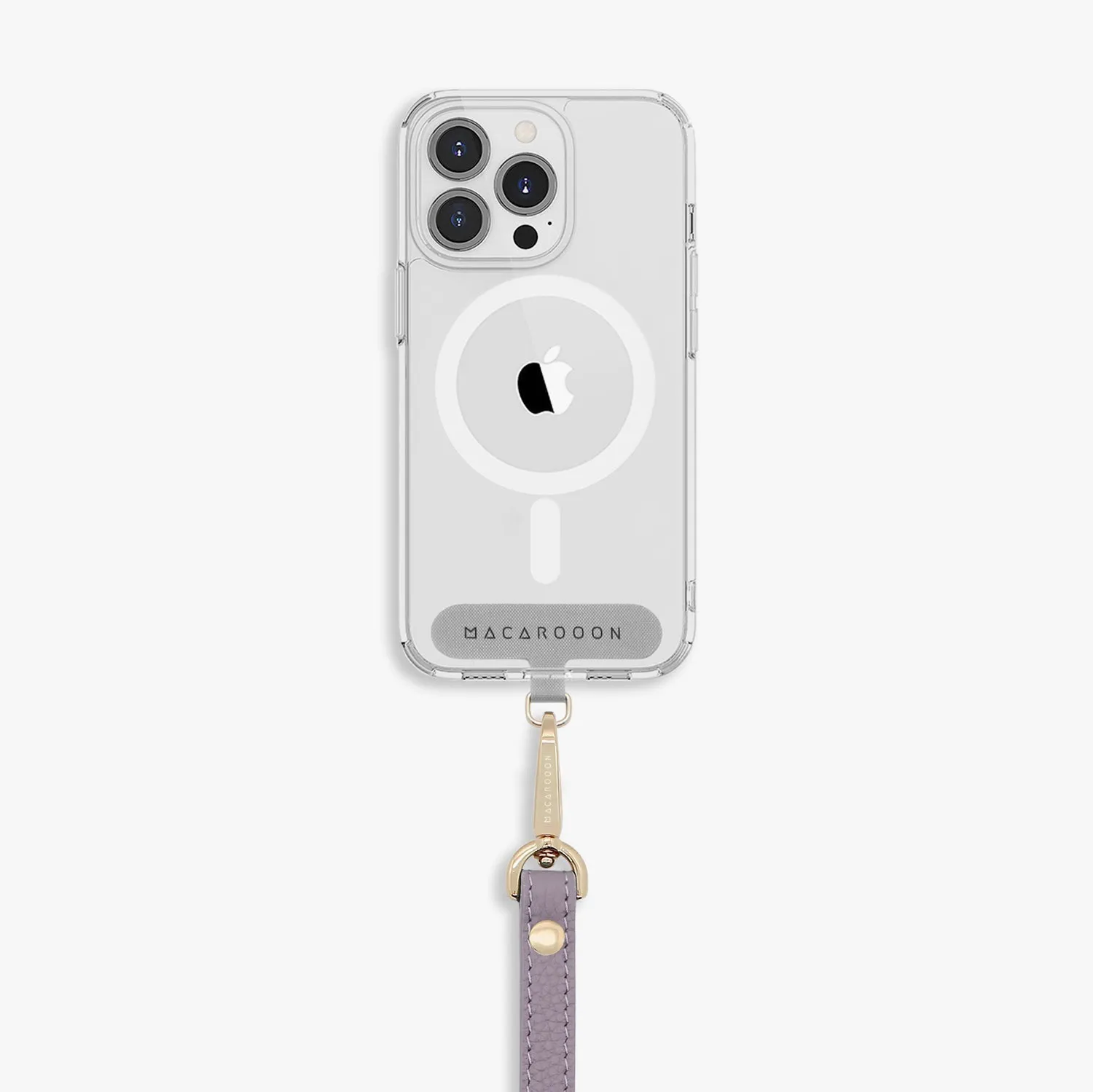 iPhone 13 Pro Max Clear Case with Wrist Leather Strap