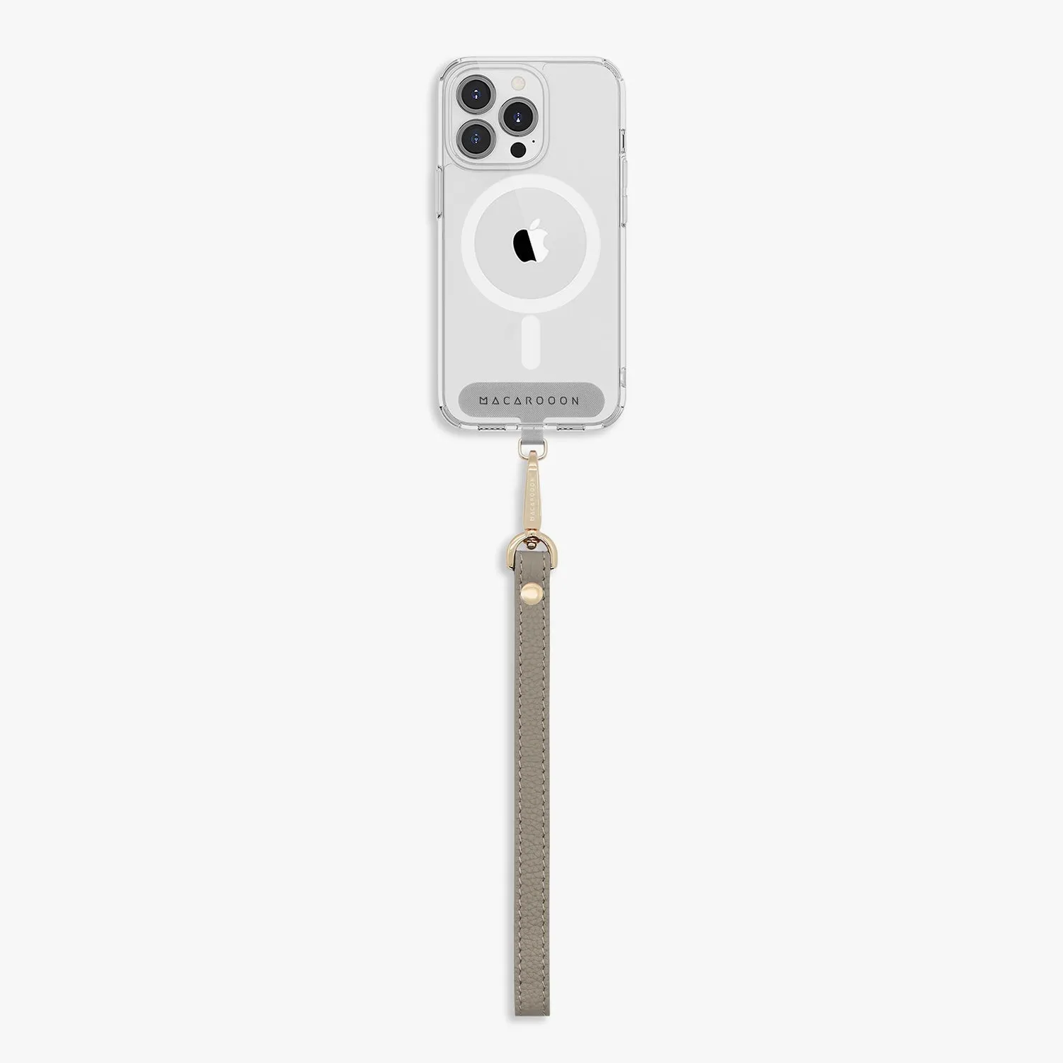 iPhone 13 Pro Max Clear Case with Wrist Leather Strap