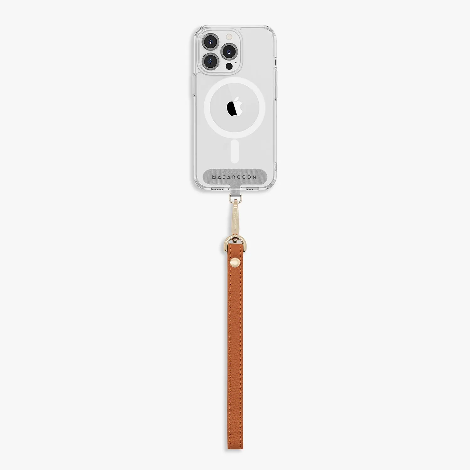 iPhone 13 Pro Max Clear Case with Wrist Leather Strap
