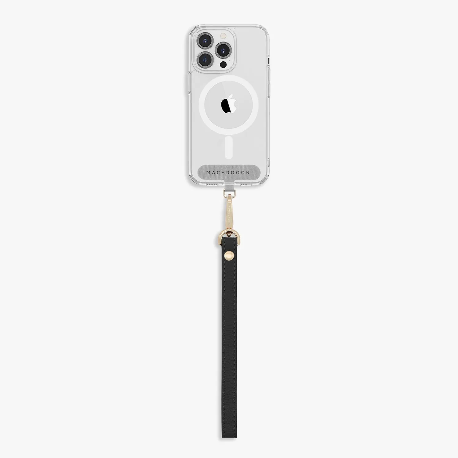 iPhone 13 Pro Max Clear Case with Wrist Leather Strap