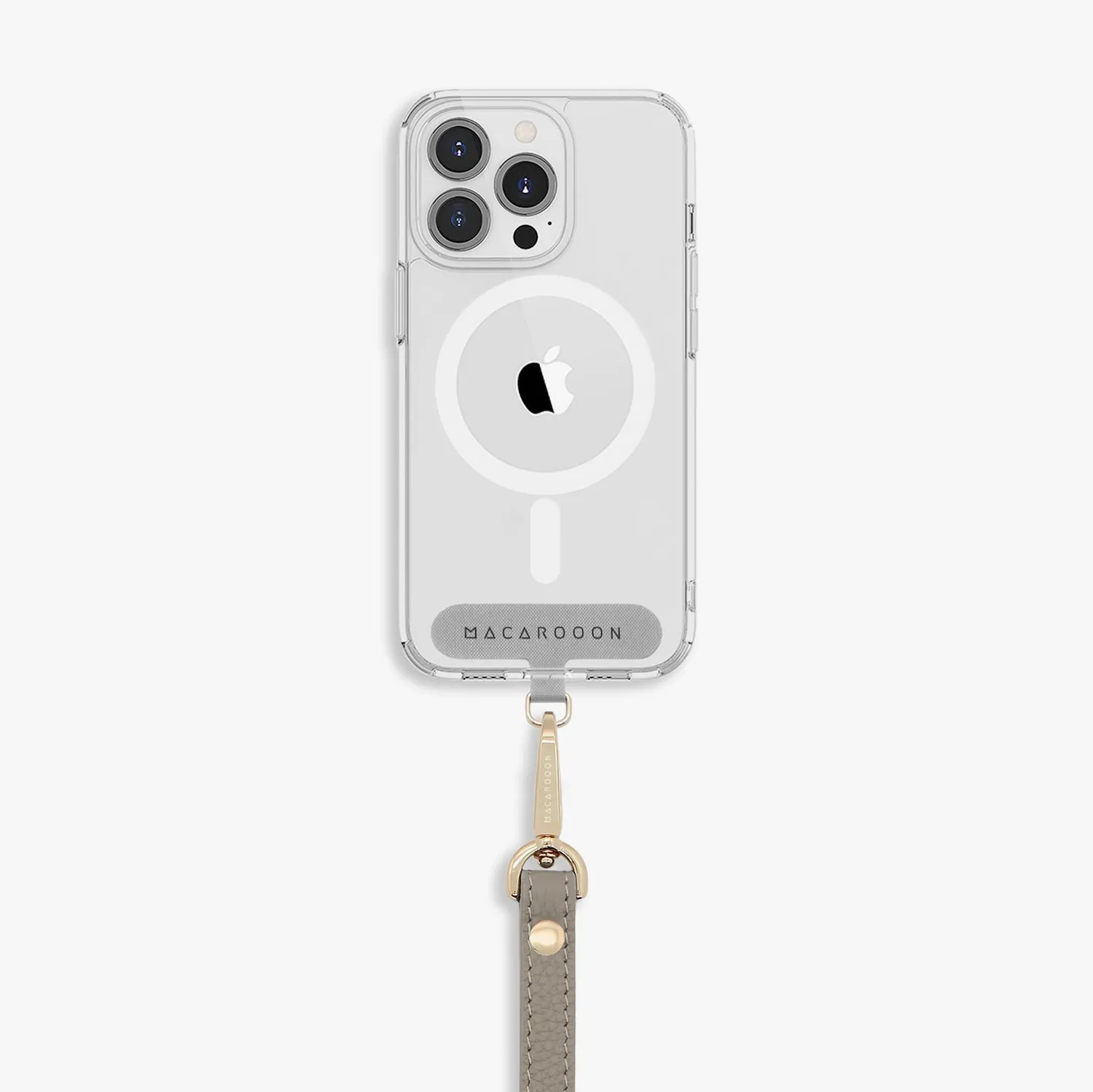 iPhone 13 Pro Max Clear Case with Wrist Leather Strap